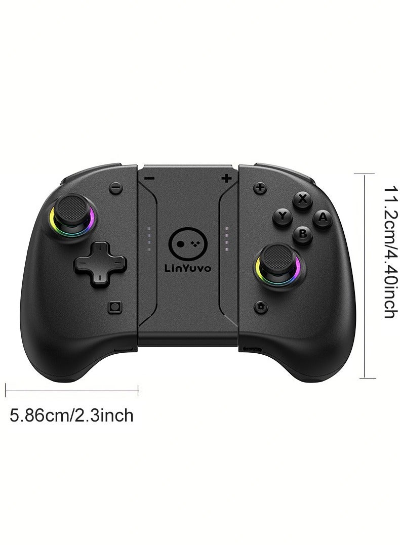 LinYuvo وحدة تحكم الألعاب الكلاسيكية LinYuvo KS37B Joycon اللاسلكية لجهاز Switch و Switch Lite و Switch OLED مع إضاءة RGB ملونة وعصا تحكم معدنية وجيروسكوب بستة محاور ووظيفة Turbo وضبط اهتزاز مزدوج وأزرار قابلة للبرمجة ووظيفة تخطيط قابلة للبرمجة ووظيفة لقطة الشاشة - Image 2